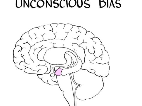 simple black and white drawing of the human brain