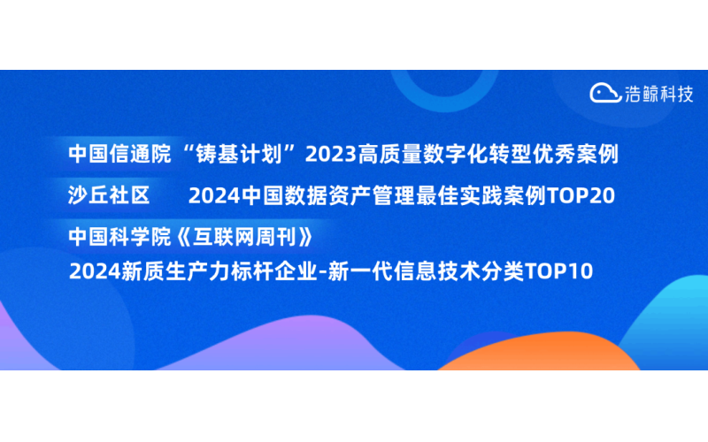 浩鲸科技在央国企数据治理、数据资产管理领域入选三项重量级榜单